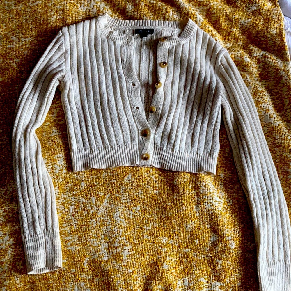 Wild Fable cropped light cream sweater